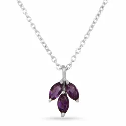 Paarse amethist ketting in zilver met hanger in zilver