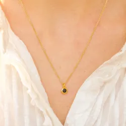 klein zwart onyx hanger in verguld sterlingzilver - Loom Stones