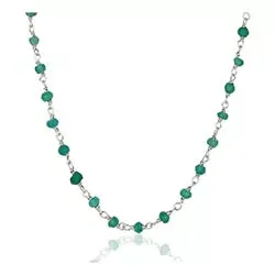 Eenvoudige groen onyx ketting in zilver 42 cm plus 5 cm x 3,0 mm