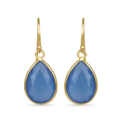 druppel blauwe oorbellen in verguld sterlingzilver