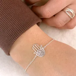 fatimas hand armband in zilver met hanger in zilver