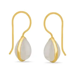 witte maansteen oorbellen in verguld sterlingzilver - Loom Stones