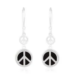 Peace onyx oorbellen in zilver