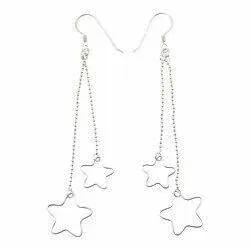 Hangers ster oorbellen in zilver