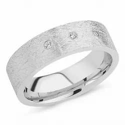 Gezandstraald zirkoon ring in gerodineerd zilver