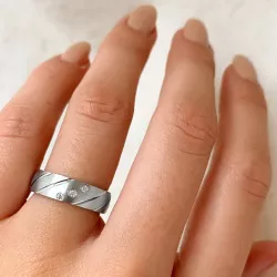 geborsteld ring in gerodineerd zilver