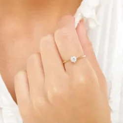 6,0 mm zirkoon solitaire ring in 9 karaat goud