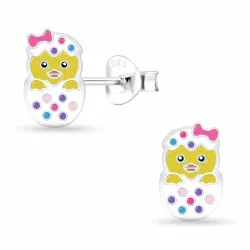 Kip kinder oorbellen in zilver - Little Ones