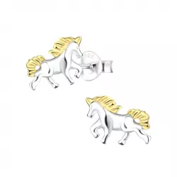 paarden kinder oorbellen in zilver met verguld zilver