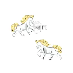 paarden kinder oorbellen in zilver met verguld zilver - Little Ones
