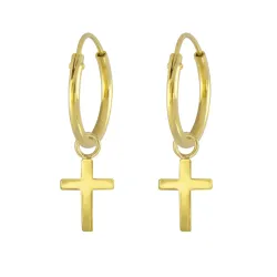 12 mm kruis creool in verguld zilver