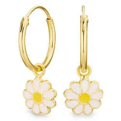 12 mm bloem witte kinder oorbellen in verguld zilver - Little Ones