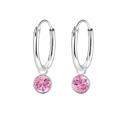 12 mm pink zirkoon creool in zilver - Little Ones