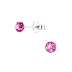 4 mm kristal oorsteker in zilver - Little Ones