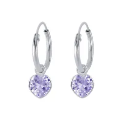 12 mm lavendelkleurige zirkoon creool in zilver - Little Ones