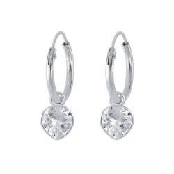 12 mm hart zirkoon creool in zilver - Little Ones