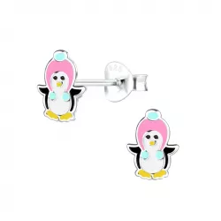 pinguin kinder oorbellen in zilver
