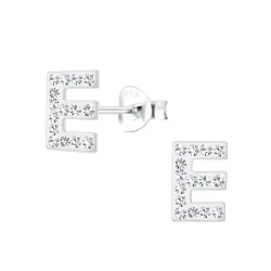 letter e kristal oorbellen in zilver - My Letter