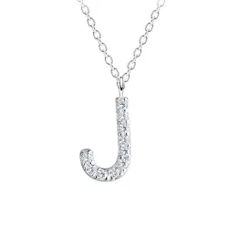 letter j zirkoon ketting in zilver