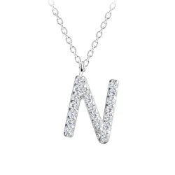 letter n zirkoon ketting in zilver