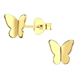 vlinder oorbellen in verguld zilver - Little Ones
