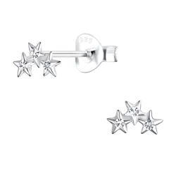 ster kristal oorbellen in zilver - Little Ones