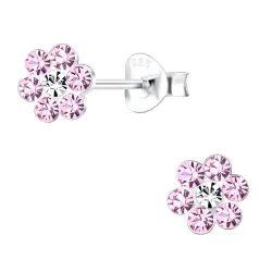 bloem roze kinder oorbellen in zilver - Little Ones