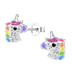 eenhoorn kristal kinder oorbellen in zilver - Little Ones