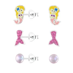 zeemeermin kinder oorbellen in zilver - Little Ones