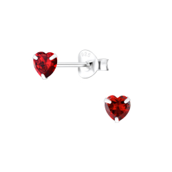 4 mm hart rode oorsteker in zilver
