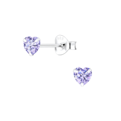 4 mm lavendelkleurige zirkoon oorsteker in zilver