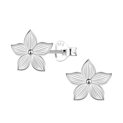 bloem oorbellen in zilver