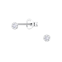 3 mm zirkoon solitaire oorbel in zilver