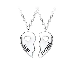 Best friends hart set met 2 ketting in zilver - Little Ones