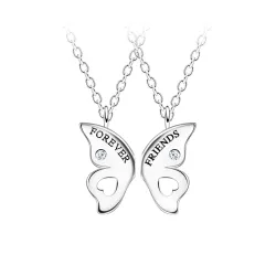 Best friends vlinder set met 2 ketting in zilver - Little Ones