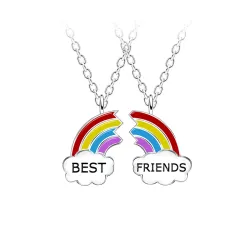 Best friends regenboog set met 2 ketting in zilver - Little Ones