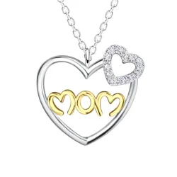 hart moeder zirkoon ketting in zilver met hanger in zilver en verguld zilver