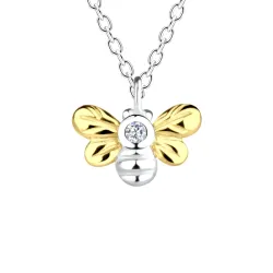 bij ketting in zilver met hanger in zilver en verguld zilver - Little Ones