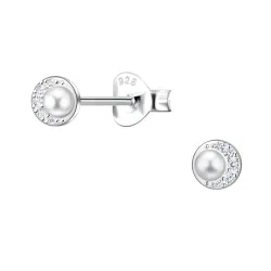 5 mm parel oorsteker in zilver - Little Ones