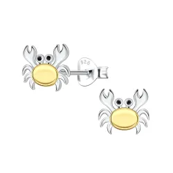 krab kinder oorbellen in zilver met verguld zilver - Little Ones