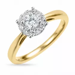 echt diamant ring in 14 karaat goud-en witgoud 0,31 ct 0,22 ct