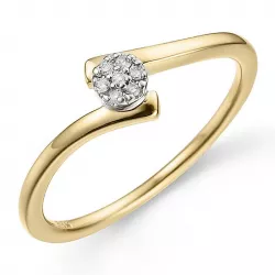 smal abstract diamant ring in 14 karaat goud 0,03 ct