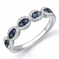 saffier diamant ring in 14 karaat witgoud 0,44 ct 0,21 ct