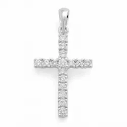 kruis diamant hanger in 14 caraat witgoud 0,26 ct