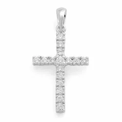 kruis diamant hanger in 14 caraat witgoud 0,26 ct