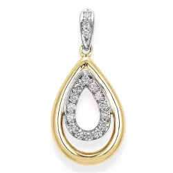 Druppelvormig diamanten hanger in 14 caraat goud-en witgoud 0,11 ct