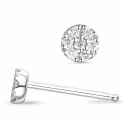 rond diamant oorbellen in 14 karaat witgoud met diamant