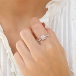 vierkant diamant ring in 14 karaat witgoud 0,26 ct 0,26 ct
