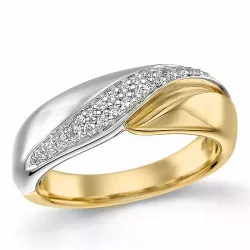 abstract diamant ring in 14 karaat goud-en witgoud 0,172 ct