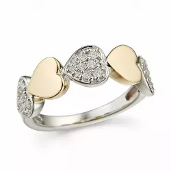 Breed diamant hart ring in 14 karaat goud-en witgoud 0,288 ct